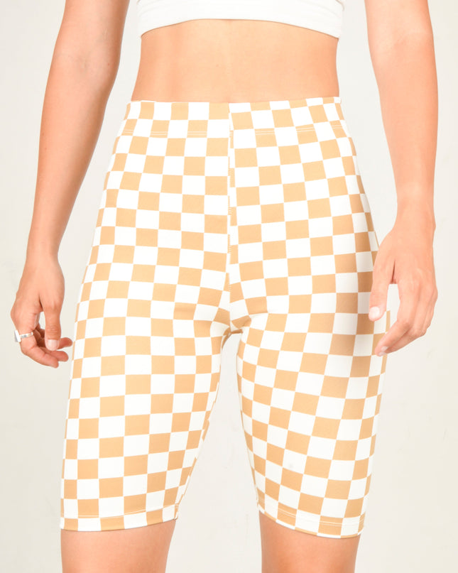 Cykelshorts - Pepita Beige Design til Afslappet Komfort