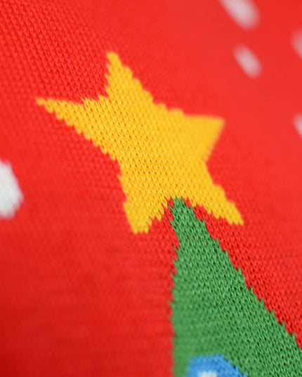 Kids Christmas Sweater Red Christmas Tree Design