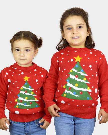 Jersey de Navidad Rojo para Niños con Árbol de Navidad