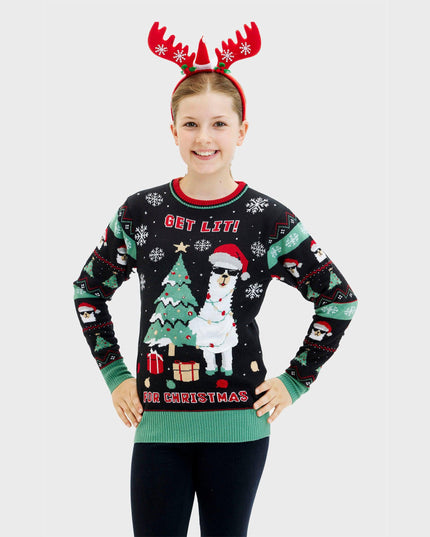 Get Lit Llama Christmas Sweater - Women