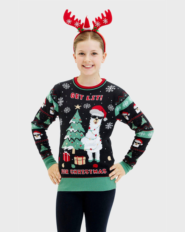 Get Lit Llama Christmas Sweater - Women