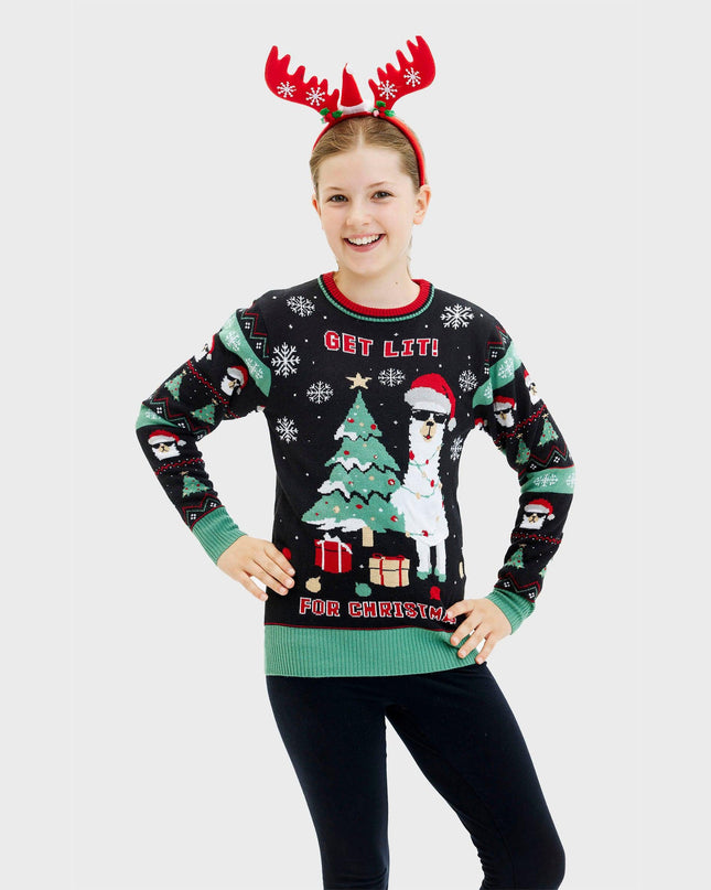 Get Lit Llama Christmas Sweater - Women