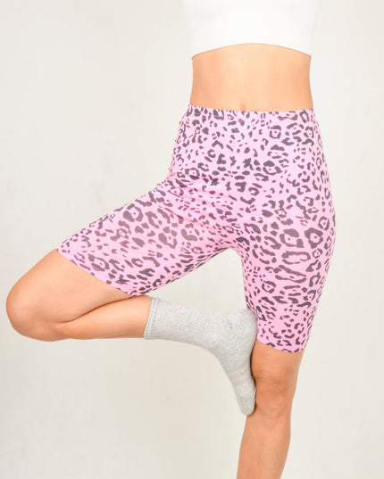 Bike Shorts - Pink Leopard Loungewear
