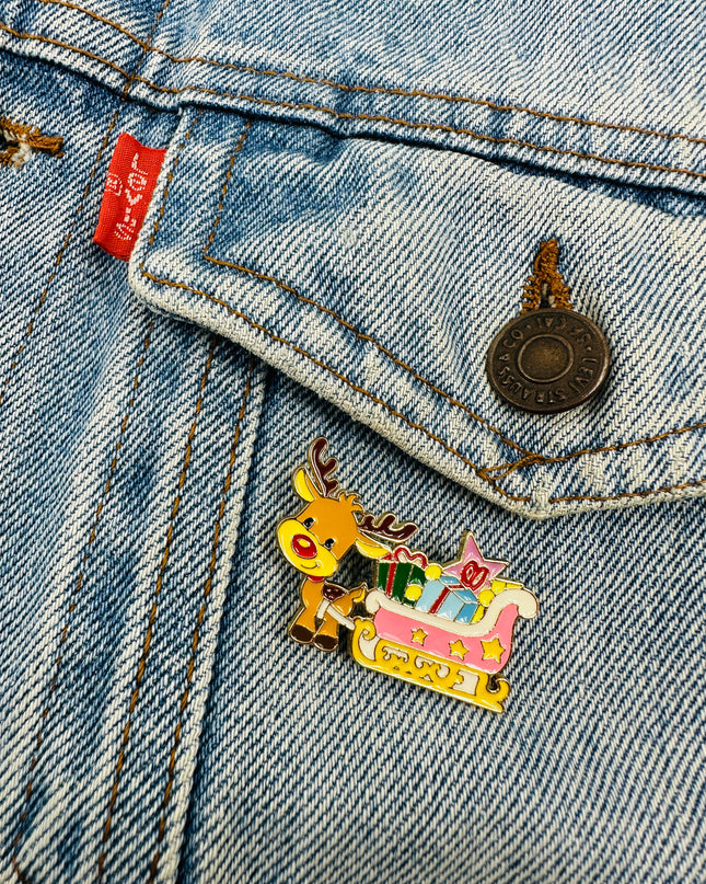 Brooch - Santa Sleigh | Festive Christmas Accessories