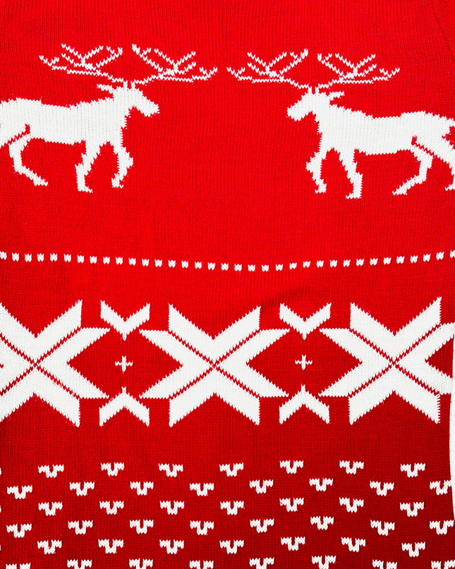 Vintage Christmas Sweater Dress - Reindeer Design