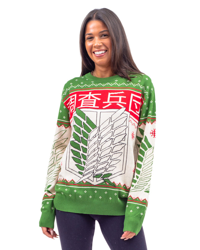 Attack on Titan Kanji and Swords Ugly Sweater