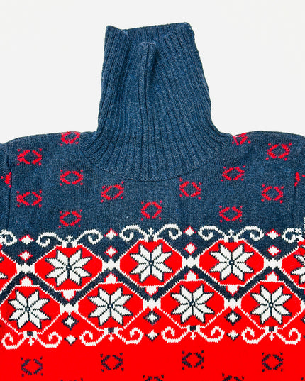 Vintage Christmas Sweater - Patterned Turtleneck