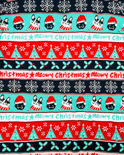 Vintage Christmas Sweater Dress - Cat Christmas