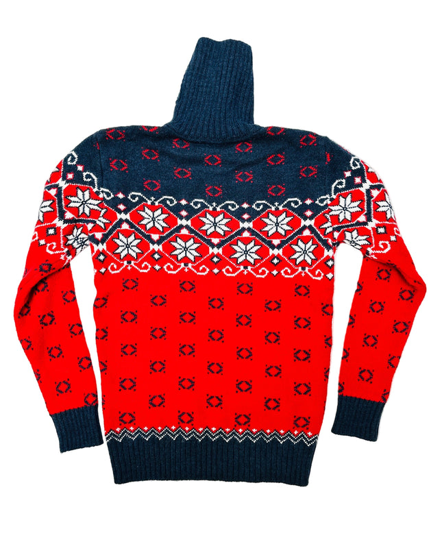 Vintage Christmas Sweater - Patterned Turtleneck