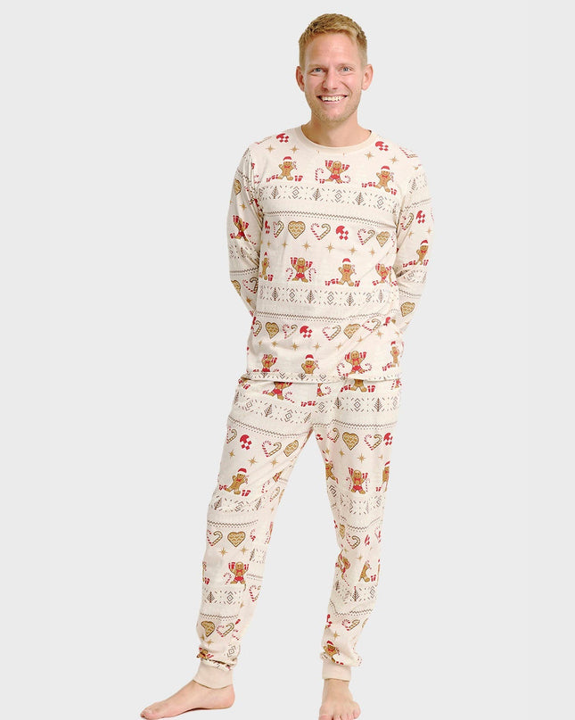 Christmas Cookie Pajamas in Beige for Men - Family Style