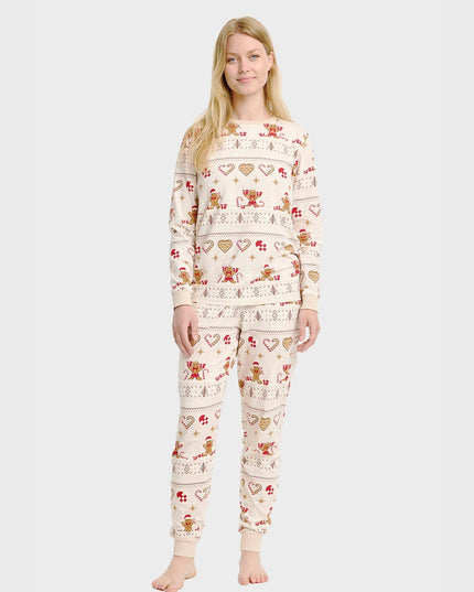 Christmas Cookie Pajamas in Beige for Women - Family Style