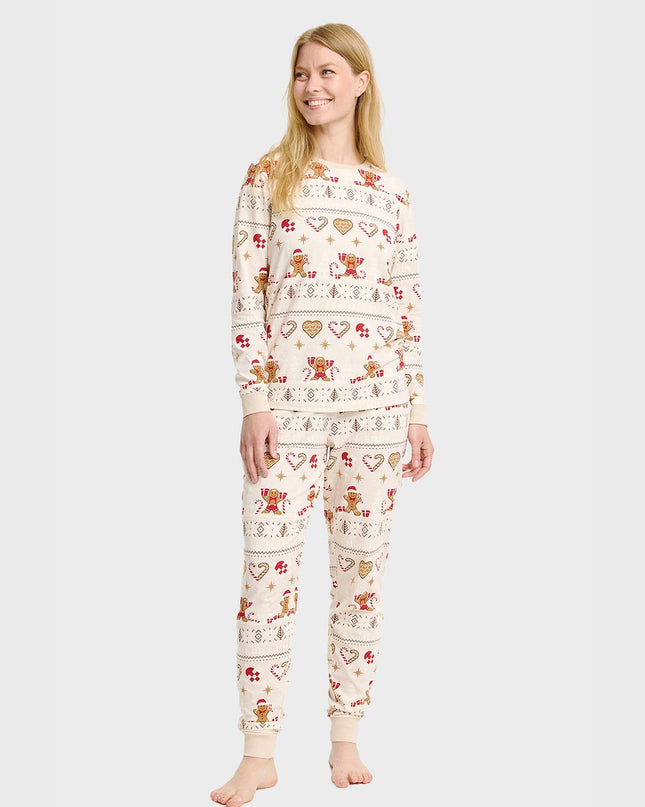 Christmas Cookie Pajamas in Beige for Women - Family Style