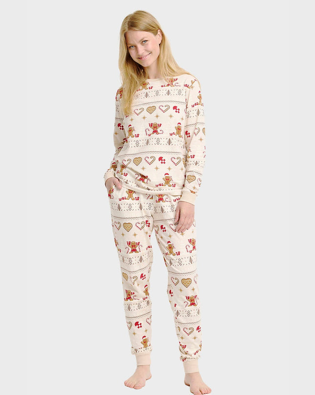 Christmas Cookie Pajamas in Beige for Women - Family Style