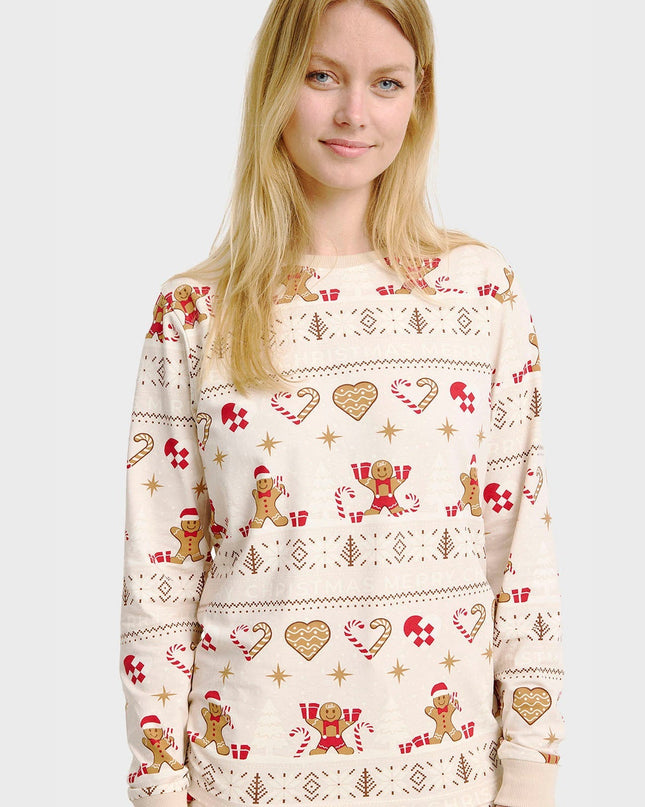 Christmas Cookie Pajamas in Beige for Women - Family Style