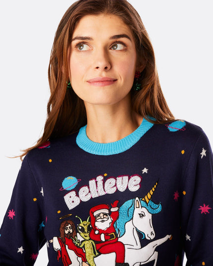 Women's Believe Christmas Sweater