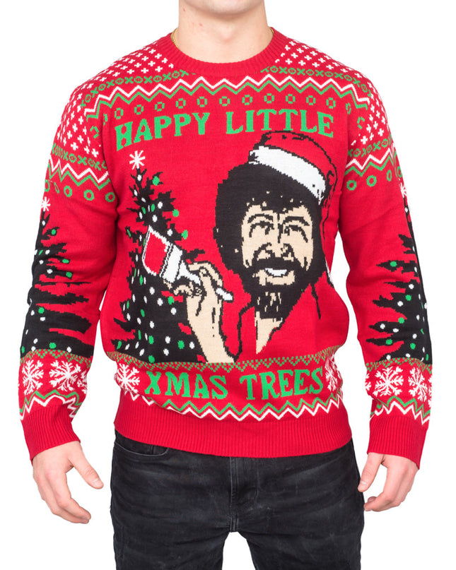 Bob Ross Happy Little Xmas Trees Sweater