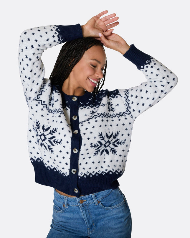Women's Blue Christmas Cardigan