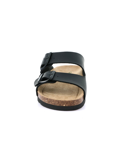 Grünland Black Double Strap Women's Slippers
