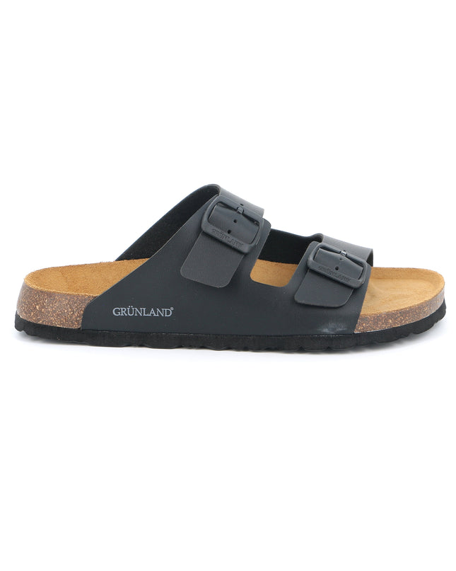Grünland Black Double Strap Men's Slippers
