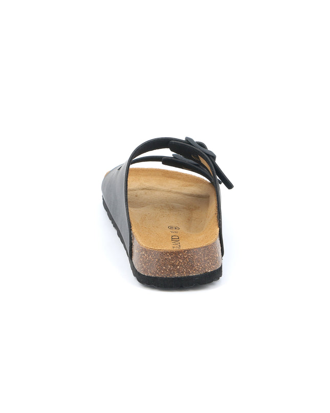 Grünland Black-Black Double Strap Men's Slippers