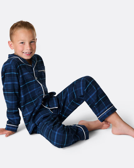 Kids' Blue Flannel Christmas Pyjamas