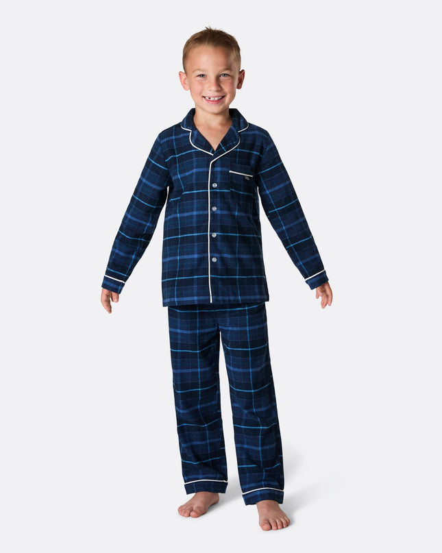 Blue Flannel Christmas Pajamas for Kids