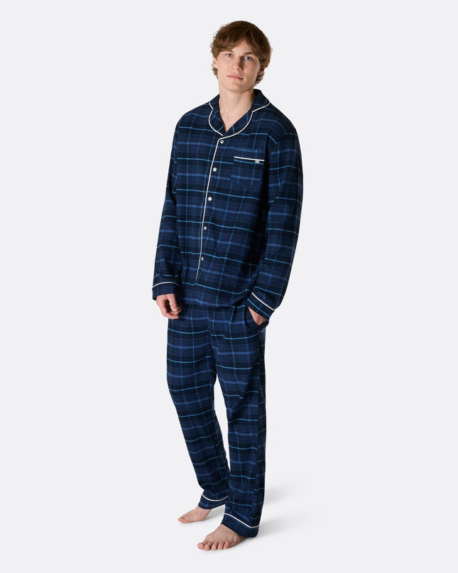 Blå Flannel Familie Pyjamas