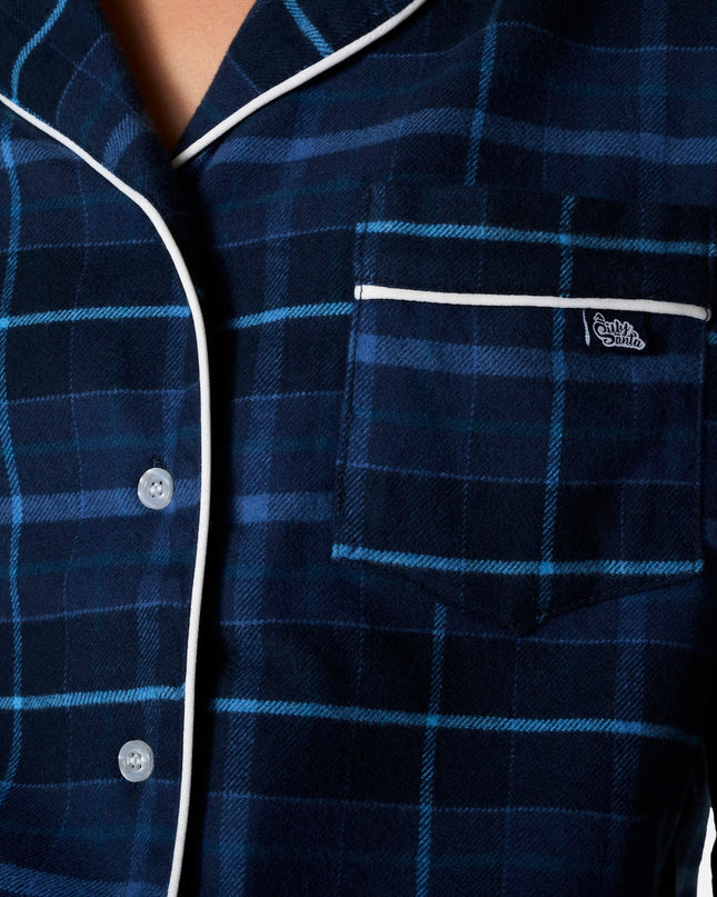 Kvinders Blå Flannel Jule Pyjamas