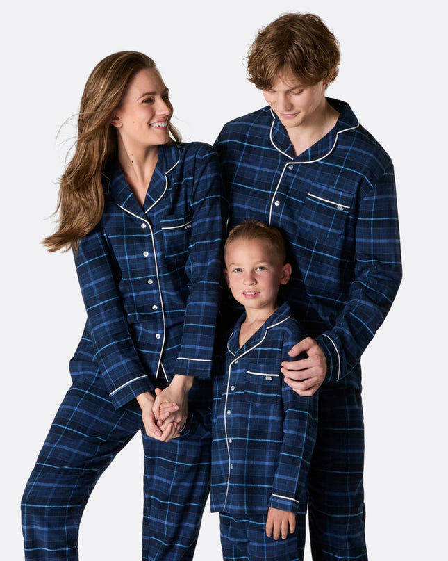 Blue Flannel Family Christmas Pajamas | Warm Holiday Sleepwear