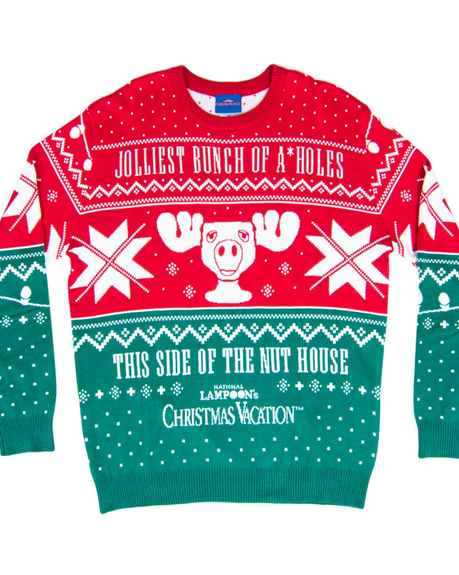 Christmas Vacation Jolliest Bunch Ugly Christmas Sweater in Red & Green