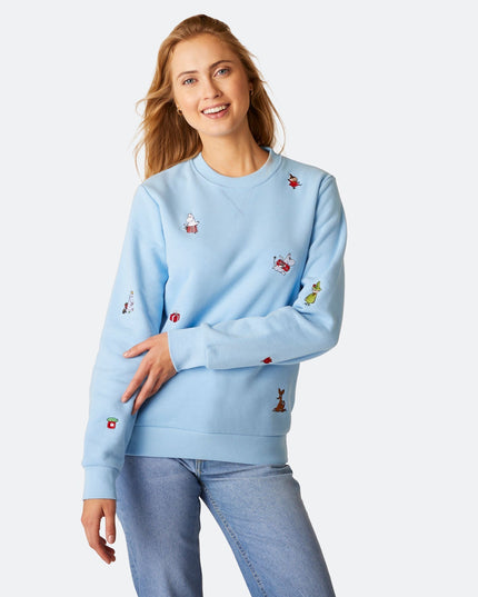 Kvinders Moomin blå jule sweatshirt - Hyggeligt fer tøj
