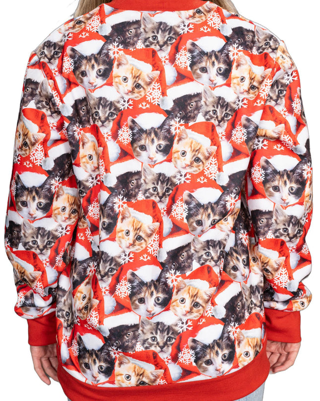 Poly Knit Pullover Sweater with Cat Graphic