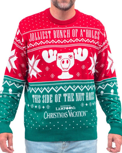 Christmas Vacation Jolliest Bunch Ugly Christmas Sweater in Red & Green