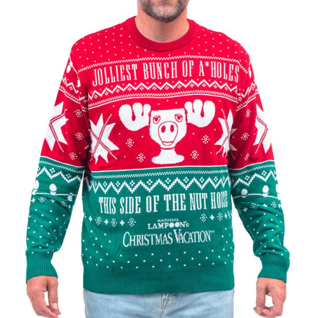 Christmas Vacation Jolliest Bunch Ugly Christmas Sweater in Red & Green