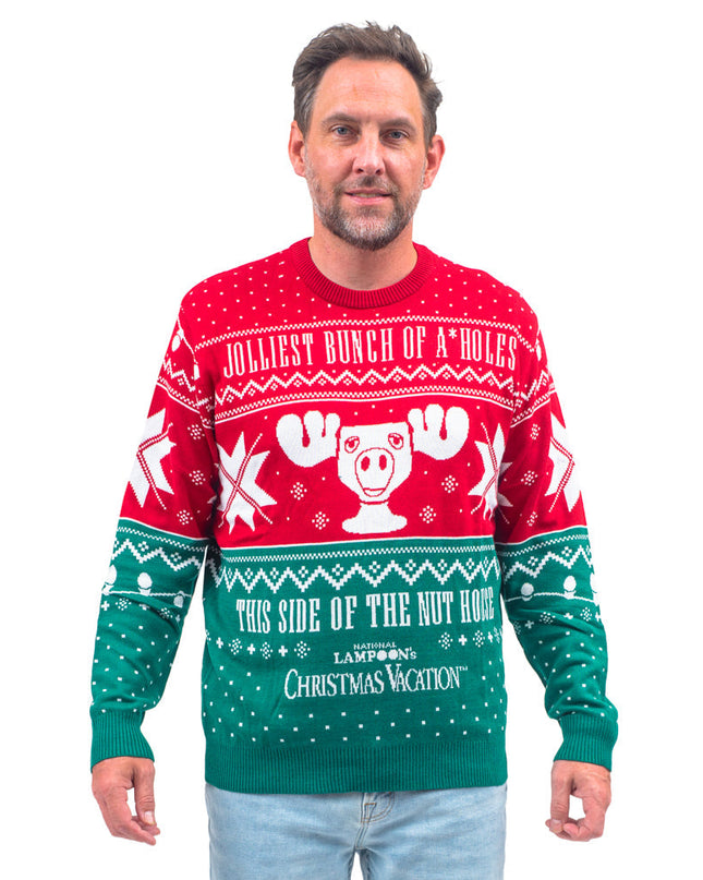 Christmas Vacation Jolliest Bunch Ugly Christmas Sweater in Red & Green