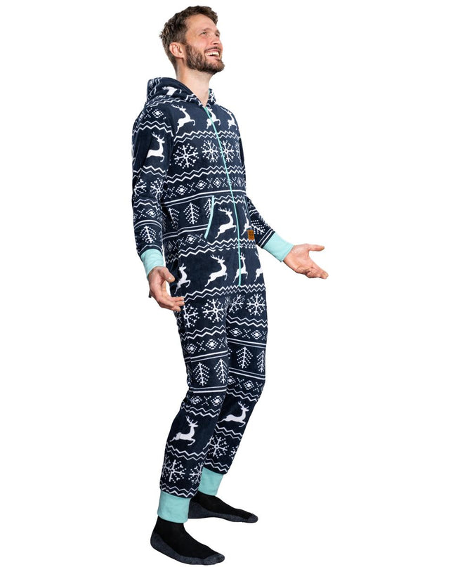 Fair Isle Ugly Christmas Union Suit Pajamas for Adults