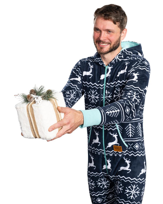 Ugly Christmas Sweater Fair Isle Adult Union Suit Pajamas