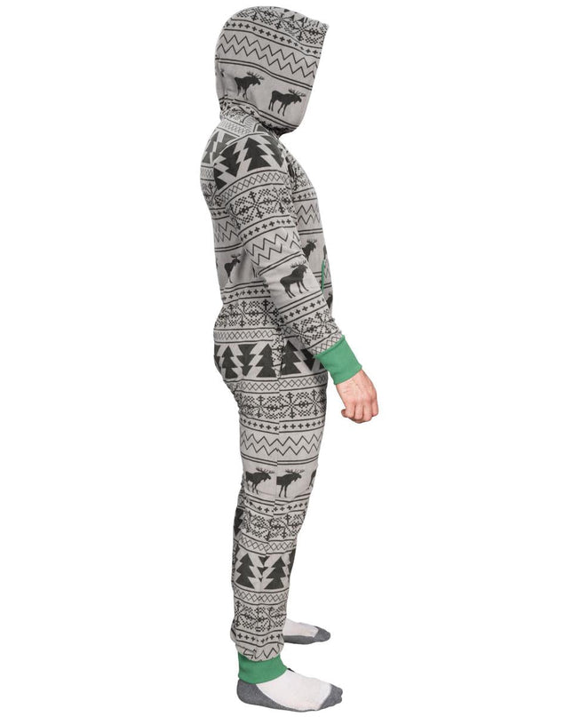 Fair Isle Ugly Christmas Union Suit Pajamas for Adults