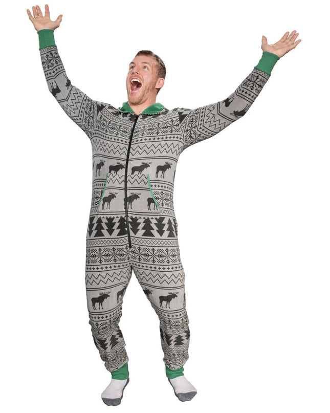 Fair Isle Ugly Christmas Union Suit Pajamas for Adults