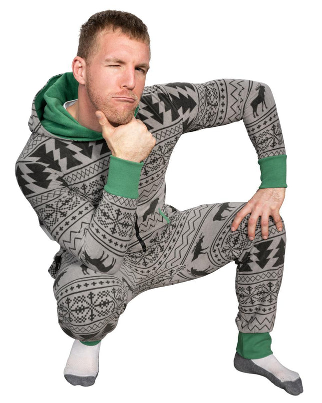Fair Isle Ugly Christmas Union Suit Pajamas for Adults