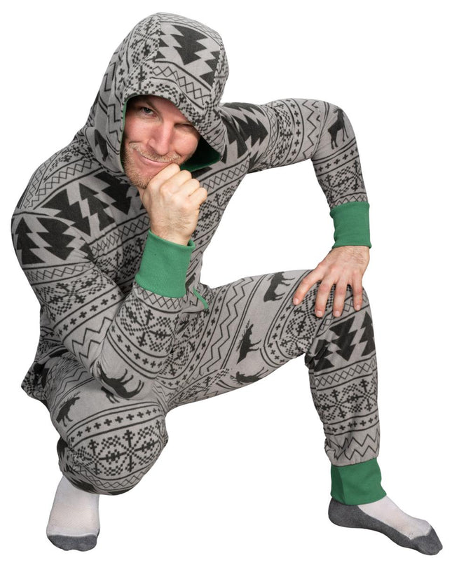 Fair Isle Ugly Christmas Union Suit Pajamas for Adults