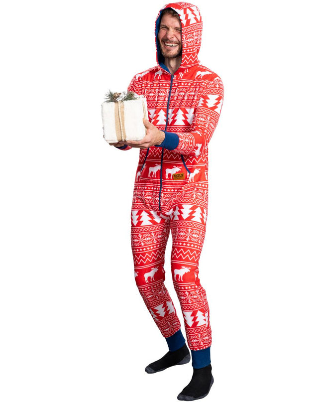 Fair Isle Ugly Christmas Union Suit Pajamas for Adults