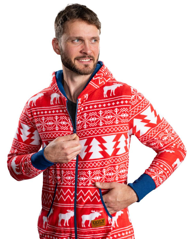 Fair Isle Ugly Christmas Union Suit Pajamas for Adults