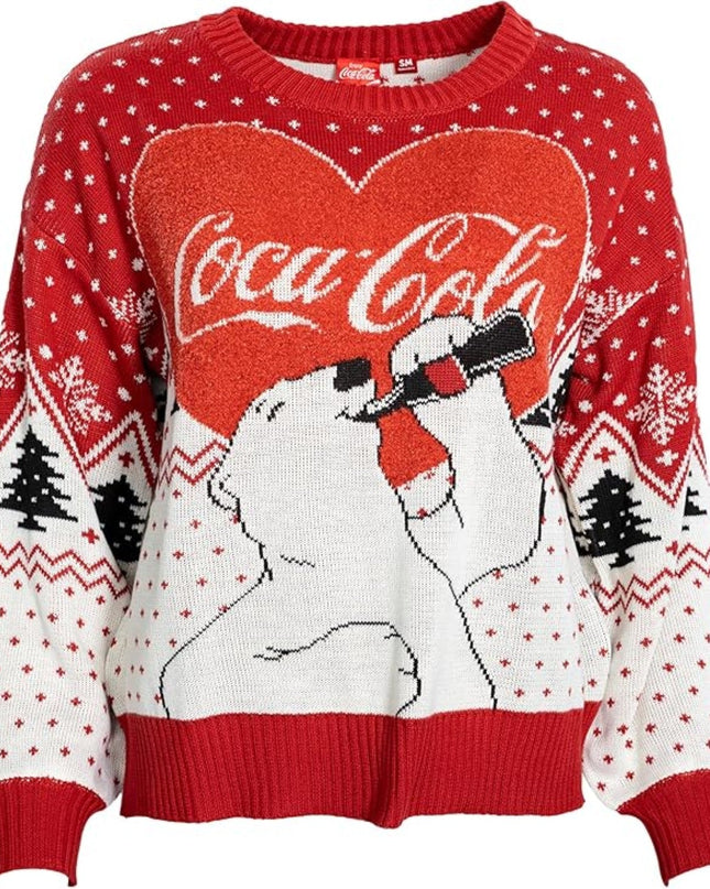 Coca-Cola Heart Polar Bear Women's Ugly Christmas Sweater