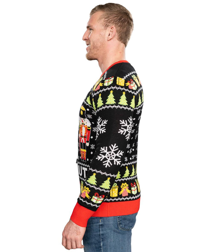 Crack Deez Nuts Nutcracker Santa Knitted Ugly Christmas Sweater