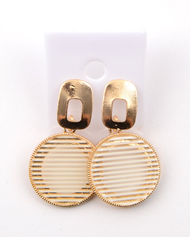 Beige Striped Earrings