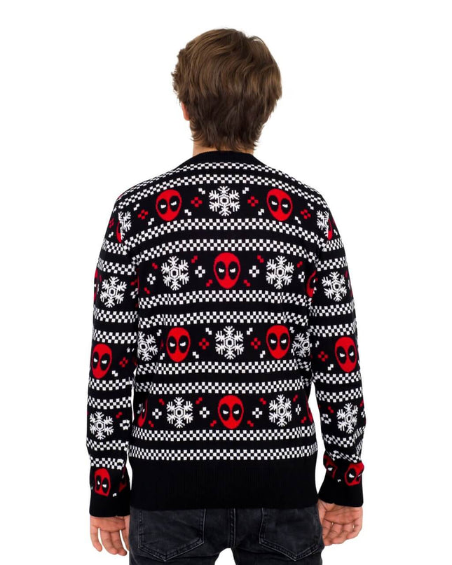 Deadpool Holiday Snow Stripes Ugly Christmas Sweater