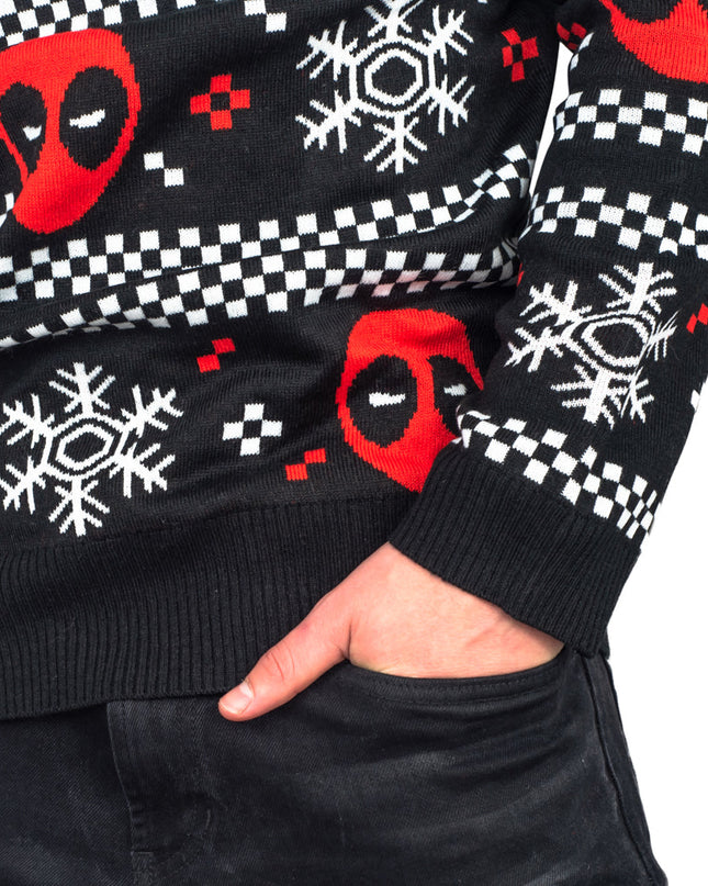 Deadpool Holiday Snow Stripes Ugly Christmas Sweater