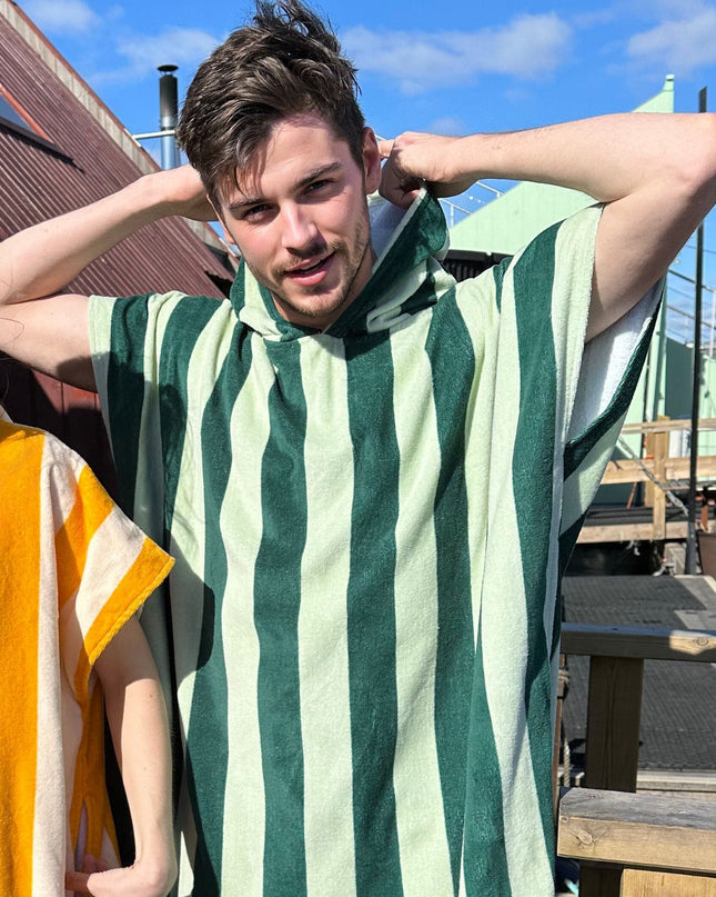 Striped Green Bath Poncho