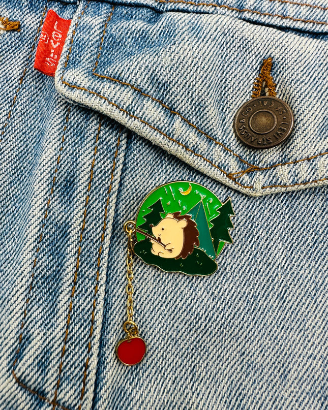 Fishing Hedgehog Pin for Family Christmas Fun